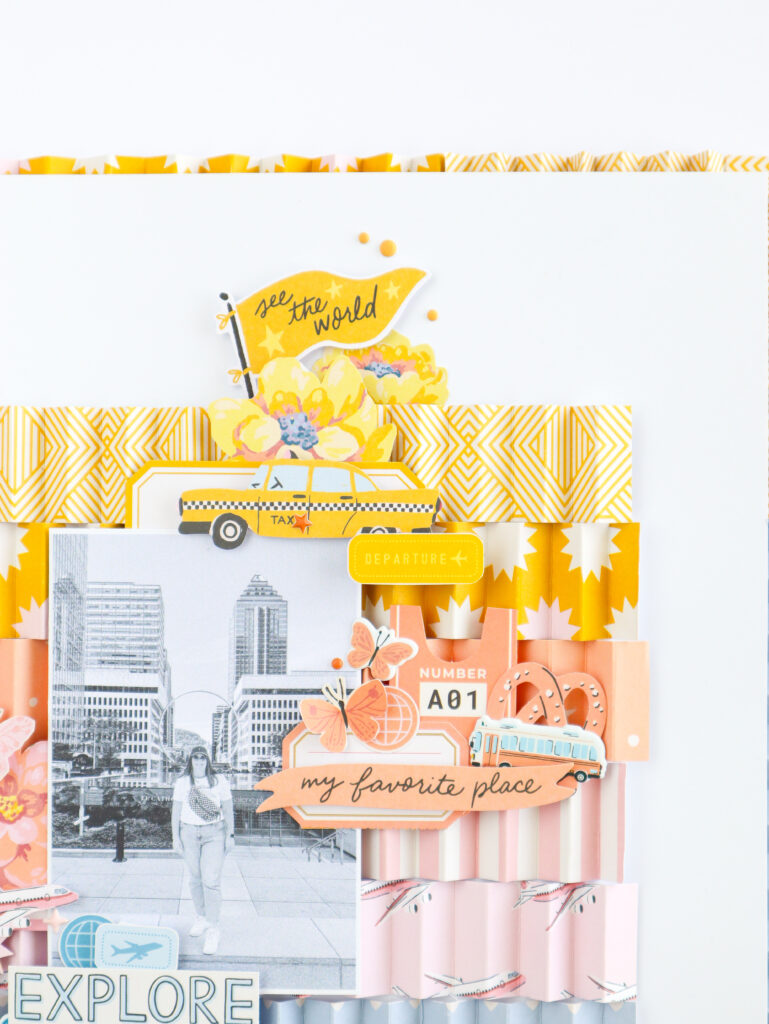 details de la page de scrapbooking réalisée avec le challenge du Studio d'avril