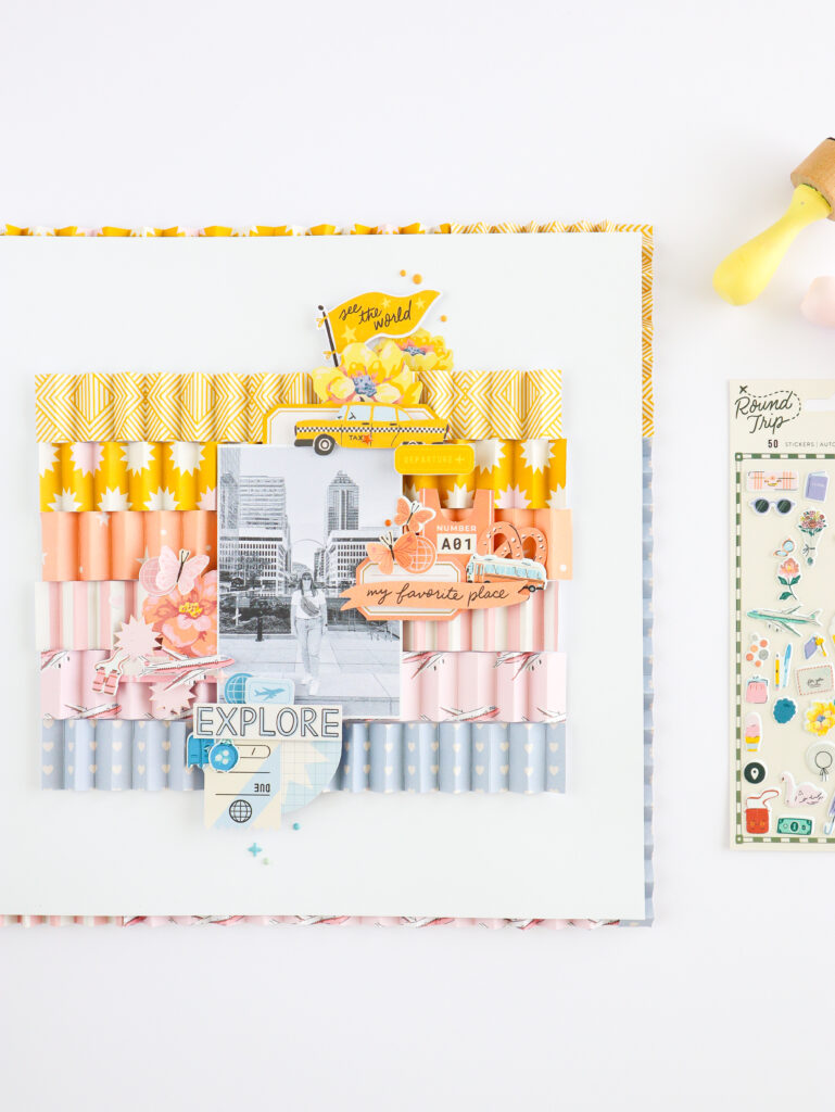 page de scrapbooking réalisée avec le challenge du Studio d'avril