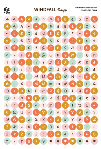 planche alphabet scrapbooking Windfall Days